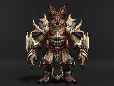 Game and Movie Character With Horned Head Intricate Armor and Ornamental Details 3d model