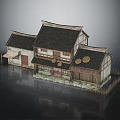 Traditional Chinese Architecture With Classic Tile Roof Wooden Structure Stone Base And Fence