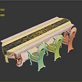 Elegant White Table With Blue And Gold Intricate Patterns And Carved Legs