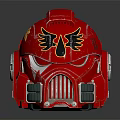 Red Sci Fi Helmet With Eagle Design And Silver Accents On Black Background
