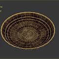 Round Textured Ceramic Plate With Dark Brown Surface And Golden Rim For Household Use
