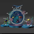 Underwater Theme Exhibition Decorative Installation With Colorful Fish Coral And Shell Decorations
