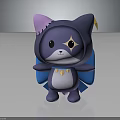 Cute 3D Character Design With Purple Ears Hat Yellow Star Blue Cape And Ornaments