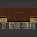 Detached Villa With Red Tile Roof Skylights Wooden Structure Stone Walls And Balcony