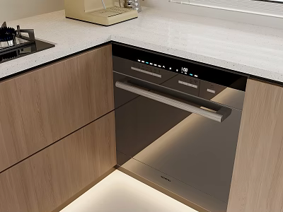 Elegant Modern Kitchen Interior Design With Sleek Appliances And Wooden Cabinets 3d model