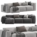 Cozy Modern Gray Sectional Sofa with Modular Design Soft Pillows and Throw Blankets 3d model