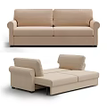 Modern Three Seater Beige Fabric Sofa With Convertible Sofa Bed Design 3d model