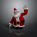 Jolly Santa Claus In Red Costume With White Beard Waving Hand On Black Surface
