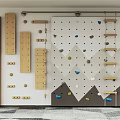 Kids Room Interior With Climbing Wall And Wooden Play Structures