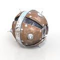 Rustic Brown Metal Sphere With Silver Bands Bolts And Mechanical Details
