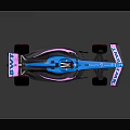 Stylish Blue And Pink Formula 1 Car With BWT Logo And Aerodynamic Design
