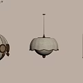 Unique Chandeliers With Round Bell Shaped And Cylindrical Fabric Shades Design