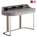 Modern Gray Desk With Sleek Metal Legs And Drawer Storage Design