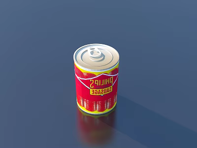 Daily Necessities Red Tin Can With Zhujiang Baozhuang Label And Metal Lid 3d model