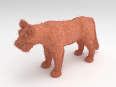 Orange Fluffy Lion Plush Toy Standing with Soft Fur and Adorable Design 3d model