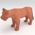 Orange Fluffy Lion Plush Toy Standing with Soft Fur and Adorable Design
