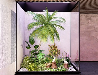 Indoor landscape sketch patio landscape plant pile green plant combination 3d model