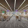 Modern Open Layout Restaurant Interior With Wooden Screens Marble Flooring And Orange Seats