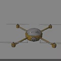 Yellow Drone With Four Propellers Transparent Dome Camera Metallic Body And Landing Gear