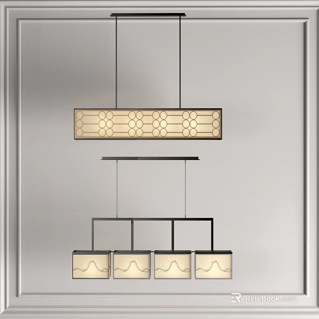 Modern Geometric Pendant Lights With Rectangular Design And Multi Glass Shades 3d model