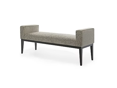 Modern Upholstered Bench With Armrests Padded Seat And Wooden Legs 3d model