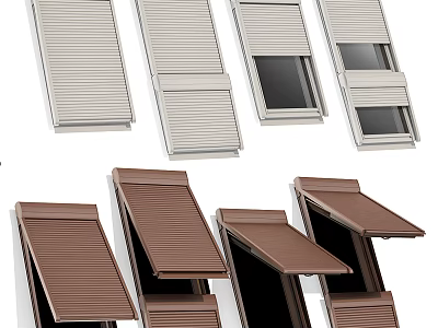 Various Design Casement Windows In White And Brown Colors With Different Open Styles 3d model