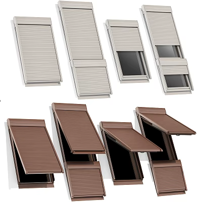 Various Design Casement Windows In White And Brown Colors With Different Open Styles 3d model