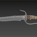 Rustic Serrated Blade Knife Featuring Wooden Handle And Curved Metal Hand Guard