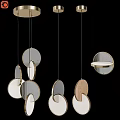 Modern Circular Pendant Lights With Metal Wooden Glass Hanging Design