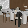 Cream wind dining table and chair combination 3d model