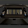 Futuristic Dark Colored Spaceship Structure With Sleek Design Transparent Windows And Illuminated Panels