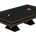 Premium Billiard Table As Sports Equipment With Colored Balls White Cue Ball And Decorative Lines