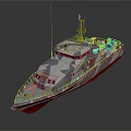 3D Rendered Modern Military Warship With Camouflage And Red Hull