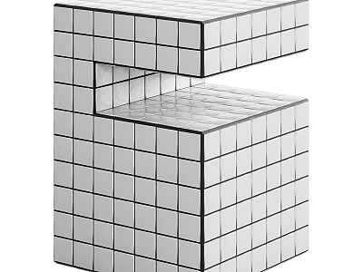 Modern Three Dimensional Decorative Sculpture With White Cubes And Black Lines 3d model