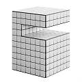 Modern Three Dimensional Decorative Sculpture With White Cubes And Black Lines 3d model