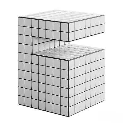 Modern Three Dimensional Decorative Sculpture With White Cubes And Black Lines 3d model