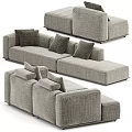 Modern Light Gray Fabric Sectional Sofa Set With Modular Design And Soft Pillows 3d model