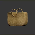 Yellow Woven Basket With Dual Handles For Home Storage And Decorative Use