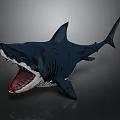 Fierce Dark Blue Shark With Open Mouth And Sharp Teeth Detailed Texture 3d model