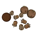 Organic Acorns and Round Potatoes as Fresh Natural Food Ingredients