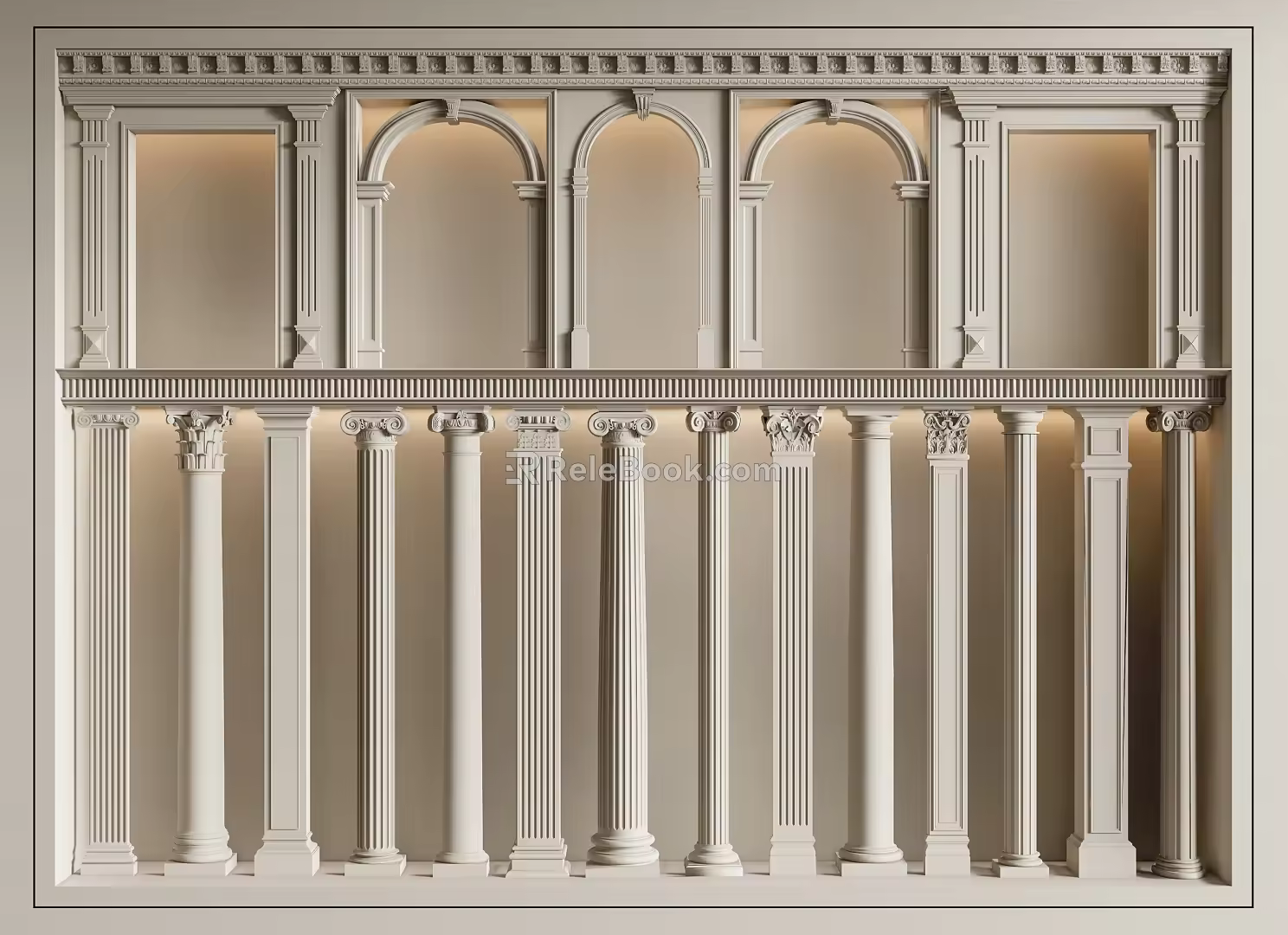European Roman Column Gypsum Column Door Cover Gypsum Line Pass Arch 3d model