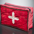 Red First Aid Kit Bag With White Cross And Zipper Closure Design