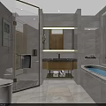 Modern Hotel Guest Room With Double Bed TV Wooden Desk And Decorative Painting