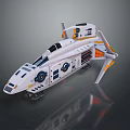 White Sci Fi Spaceship Model With Detailed Cockpit Orange Blue Accents And Wings
