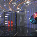 Modern KTV Interior Design With Blue Lighting Disco Balls And Comfortable Sofa Seating 3d model