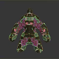 Mechanical Robot Character With Geometric Black Gold Design And Glowing Elements