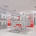 Modern Clothing Store Interior With White Garments Mannequins And Circular Display Stand