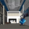 Modern Front Desk Reception Area With Stylish Counter Waiting Seats And Large Windows Design