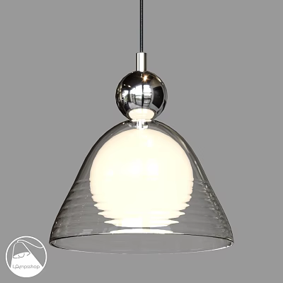 Modern Pendant Light With Transparent Glass Dome Shade And Metallic Top 3d model