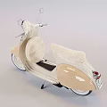 Classic Cream Colored Scooter With Retro Design White Wheels And Comfortable Seat